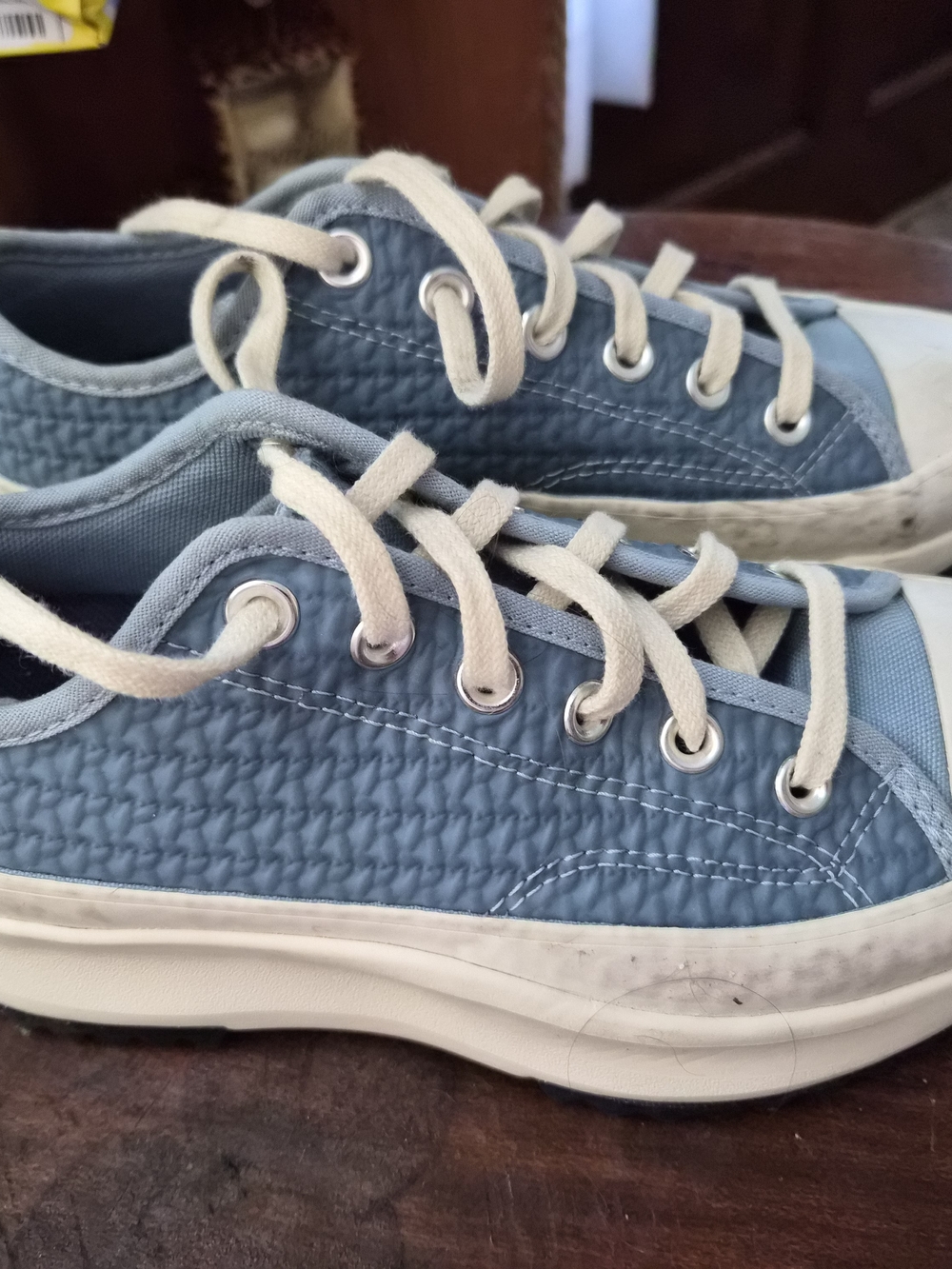 Converse Light Blue Low-Top Sneakers with Cream Laces